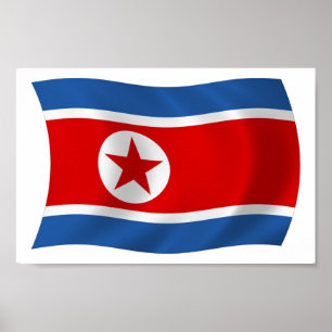 Nordkorea Flagga Postertryck Poster