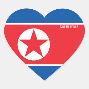 Nordkorea Flagga Splendid Patriotic Hjärtformat Klistermärke