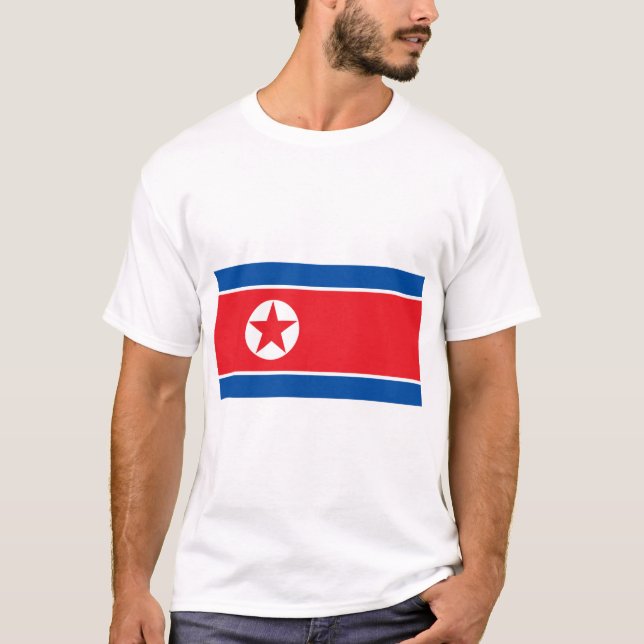 Nordkorea Flagga T Shirt (Framsida)