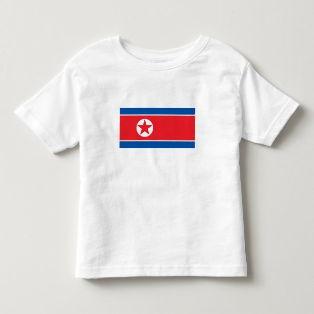 Nordkorea Flagga T Shirt (Framsida)