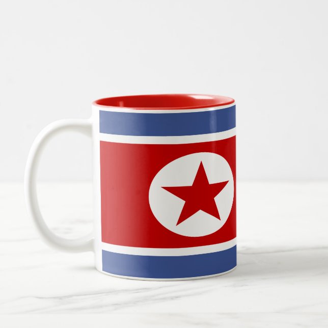 Nordkorea flagga Två-Tonad mugg (Vänster)