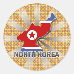 Nordkorea flaggakarta 2,0 runt klistermärke