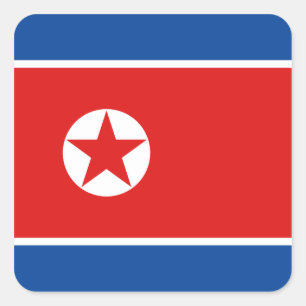 Nordkorea flaggaklistermärke fyrkantigt klistermärke