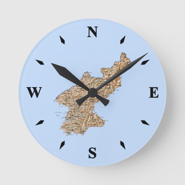 Nordkorea Karta Clock Rund Klocka (Framsida)
