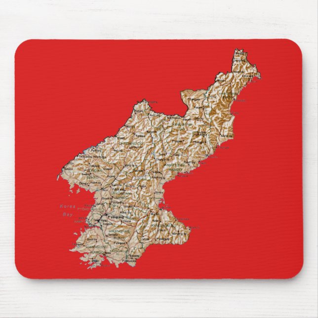 Nordkorea Karta Mousepad Musmatta (Framsidan)