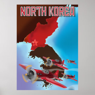 Nordkorea Vintage-resemaffisch. Poster