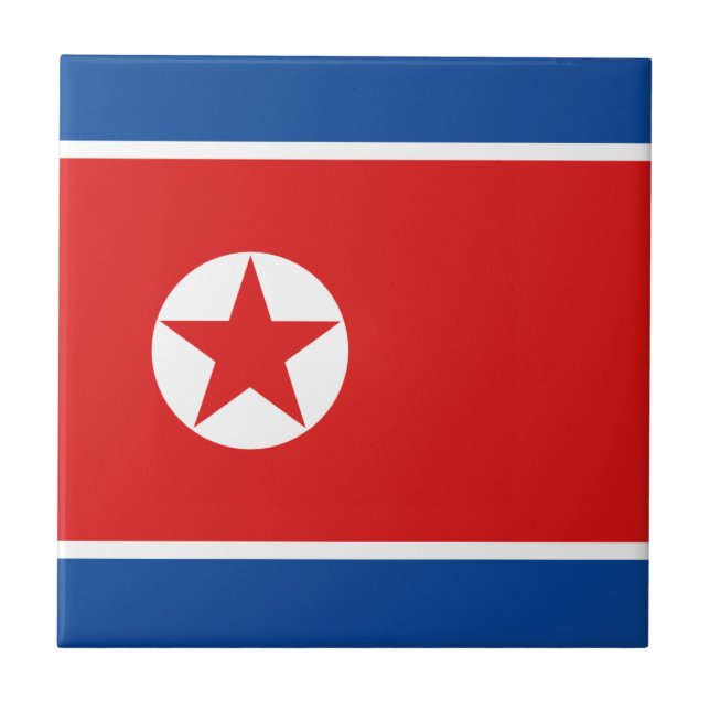 Nordkoreansk flagg keramisk platta kakelplatta (Framsidan)