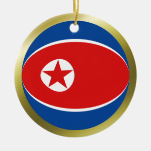 Nordkoreansk flaggprydnad julgransprydnad keramik