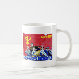 Nordkoreansk kommunistpartiaffisch kaffemugg
