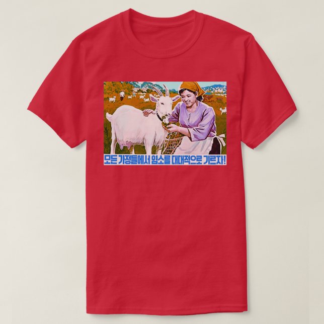 Nordkoreansk propaganda Goat T Shirt (Design framsida)