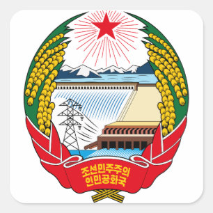 Nordkoreanska emblem fyrkantigt klistermärke