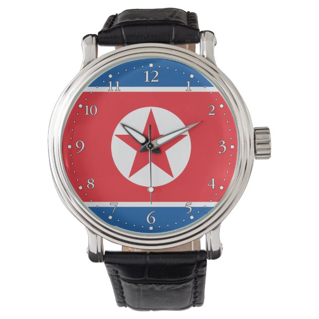Nordkoreanska flaggan armbandsur (Framsida)