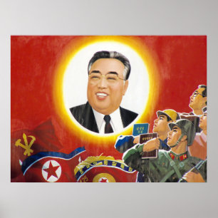 Nordkoreanska Kim il Sung Propaganda Poster
