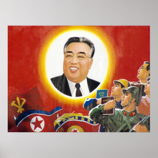 Nordkoreanska Kim il Sung Propaganda Poster
