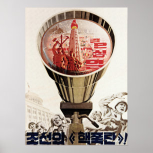 Nordkoreas atombomb! Propaganda för koreanska armé Poster