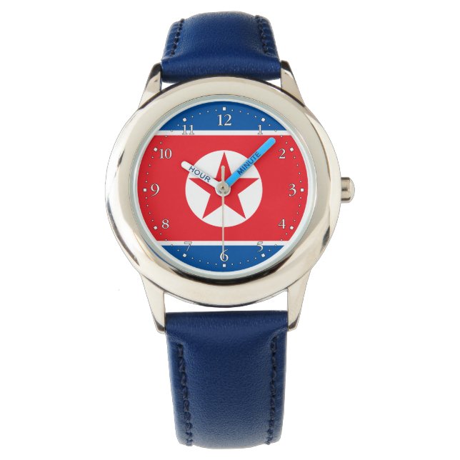 Nordkoreas flagga armbandsur (Framsida)