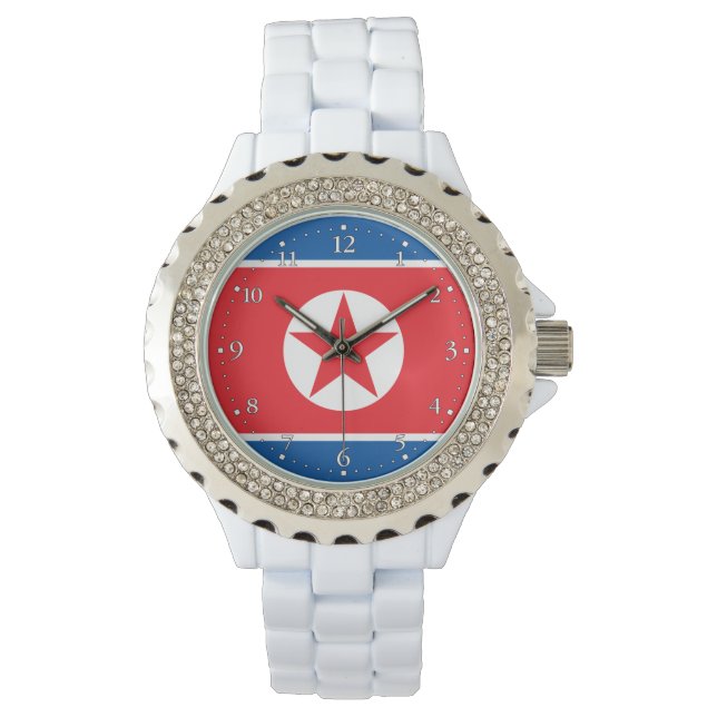 Nordkoreas flagga armbandsur (Framsida)