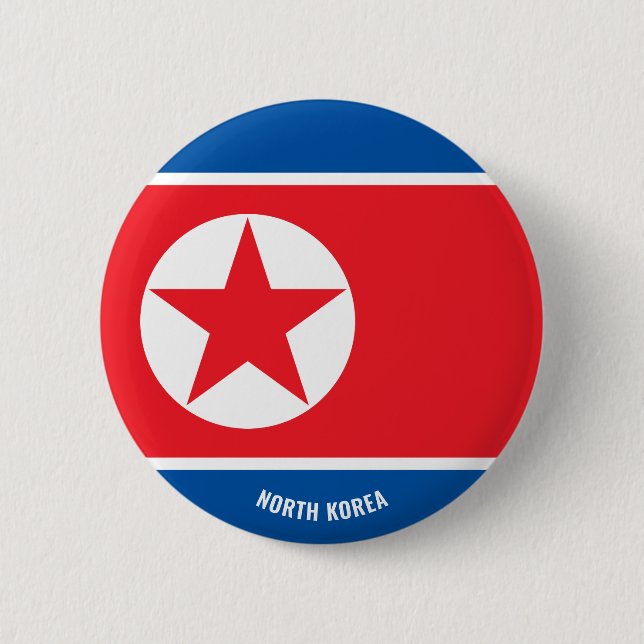 Nordkoreas Flagga Charming Patriotic Button Knapp (Framsida)