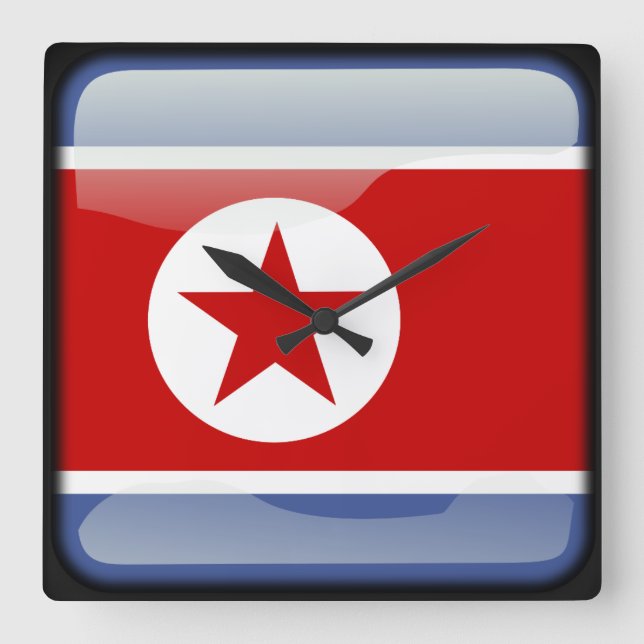 Nordkoreas flagga fyrkantig klocka (Framsida)