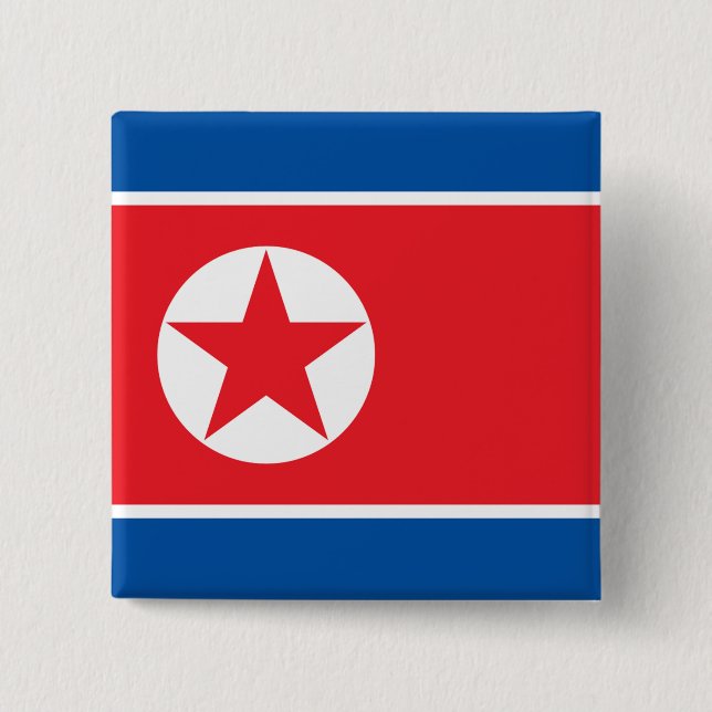 Nordkoreas Flagga Juche Socialistkommunist Knapp (Framsida)