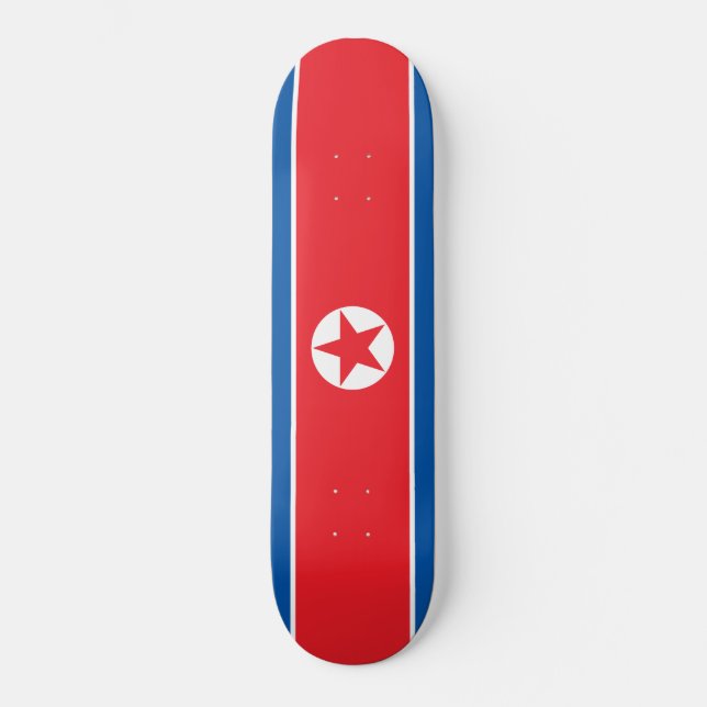 Nordkoreas flagga mini skateboard bräda 18,5 cm (Framsida)