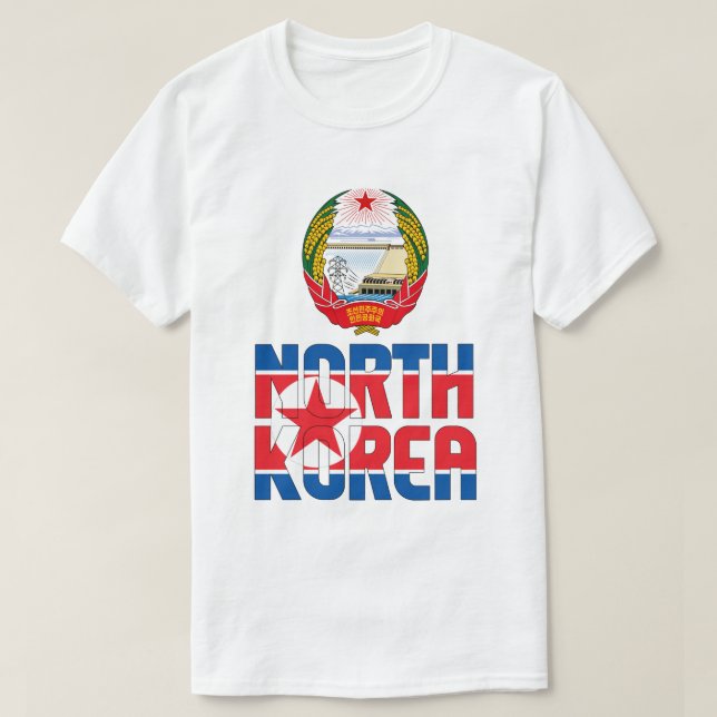 Nordkoreas Flagga och Jacka av Arm Patriotic T Shirt (Design framsida)