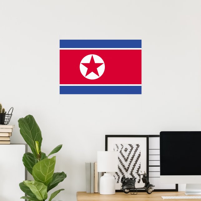 Nordkoreas flagga poster (Hemmakontoret)