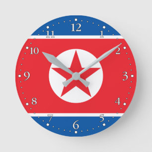 Nordkoreas flagga rund klocka