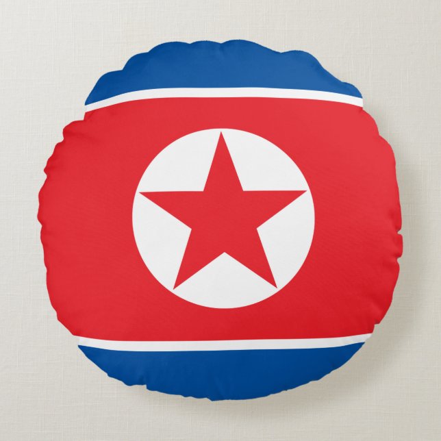 Nordkoreas flagga rund kudde (Framsidan)