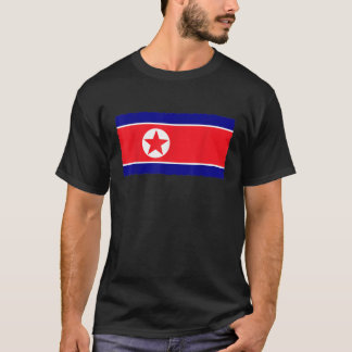 Nordkoreas Flagga T shirt Distress