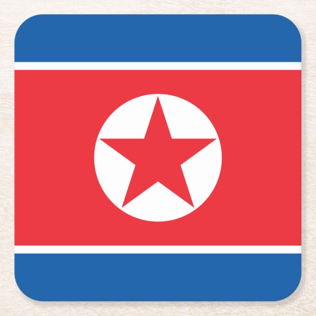 Nordkoreas flagga underlägg papper kvadrat (Framsidan)