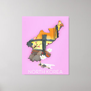 Nordkoreas resa karta canvastryck