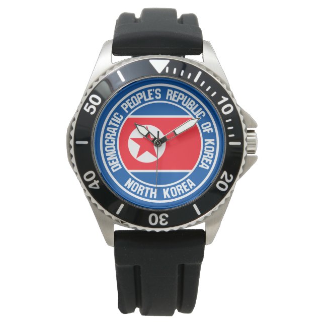 Nordkoreas Round Emblem Armbandsur (Framsida)