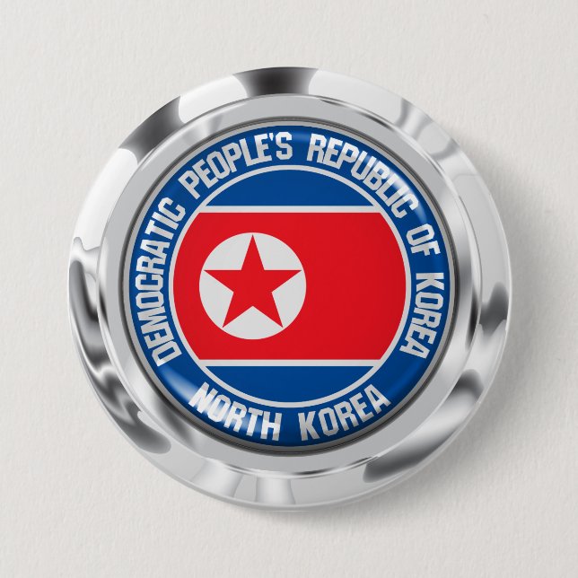Nordkoreas Round Emblem Knapp (Framsida)