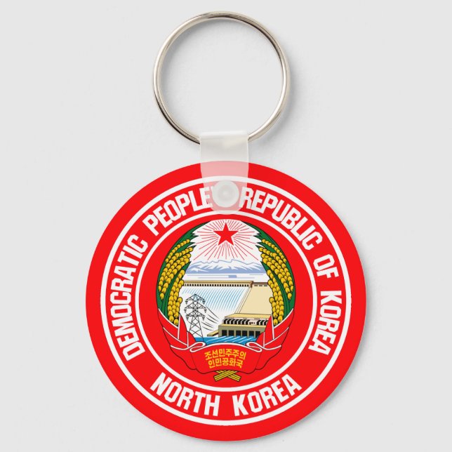 Nordkoreas Round Emblem Nyckelring (Framsida)