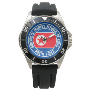 Nordkoreas runda emblem armbandsur