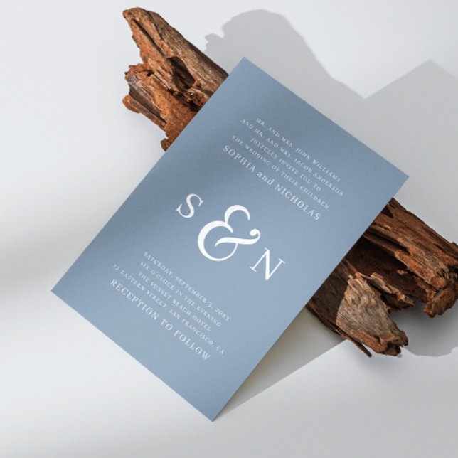 Nordlig blå elegant nautisk typografi bröllop inbjudningar (Skapare uppladdad)