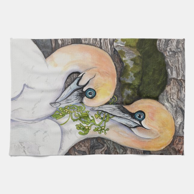 Nordlig Gannets art Kökshandduk (Horisontell)