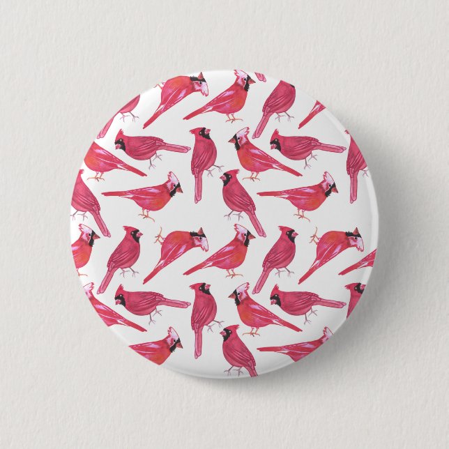 Nordlig kardinal eller kardinalfågelvattenfärg knapp (Framsida)