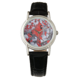 Nordlig kardinal hane, Vinter, IL Armbandsur