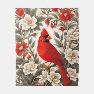 Nordlig Kardinalfågel Vacker Blomma Fleecefilt