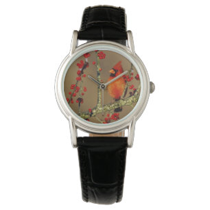 Nordlig kardinalhane sittande, IL Armbandsur
