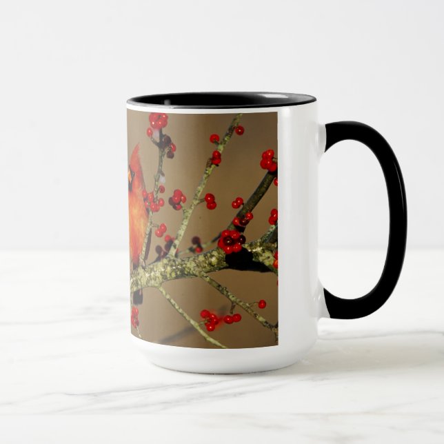Nordlig kardinalhane sittande, IL Mugg (Höger)