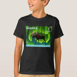Nordlig Ljus Moose - Alaska Postage Tee Shirt