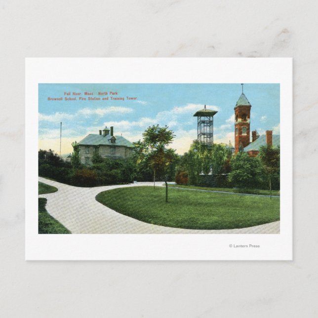 Nordlig parkutsikt över Brownell School, brand Vykort (Framsida)