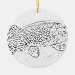 Nordlig pike julgransprydnad keramik