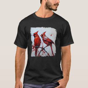 Nordlig rödkardinal Bläck Art Redbird Pullover Hoo T Shirt