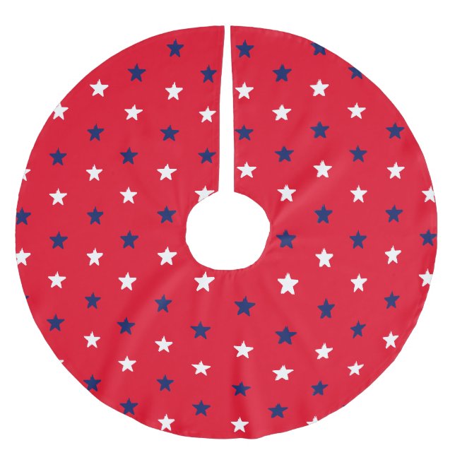 Nordlig rödvit marinblå stjärnor amerikan julgransmatta borstad polyester (Framsidan)