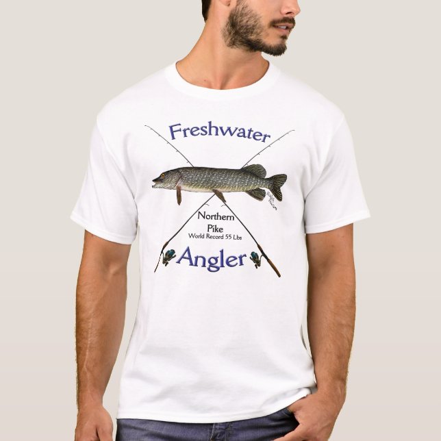 Nordlig Tshirt. för Pike sötvattens- Tee (Framsida)