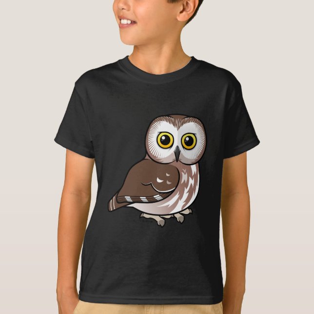 Nordliga Birdorable Såga-whet ugglan Tee (Framsida)